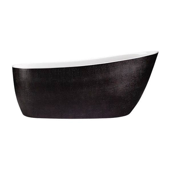 68’’ crocodile skin texture black oval freestanding bathtub