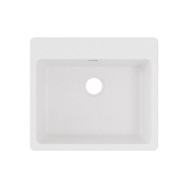 1 bowl, 25''X22'', dual mount white kitchen sink