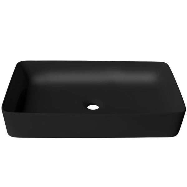 13’’X23’’ rectangular matte black porcelain vessel sink