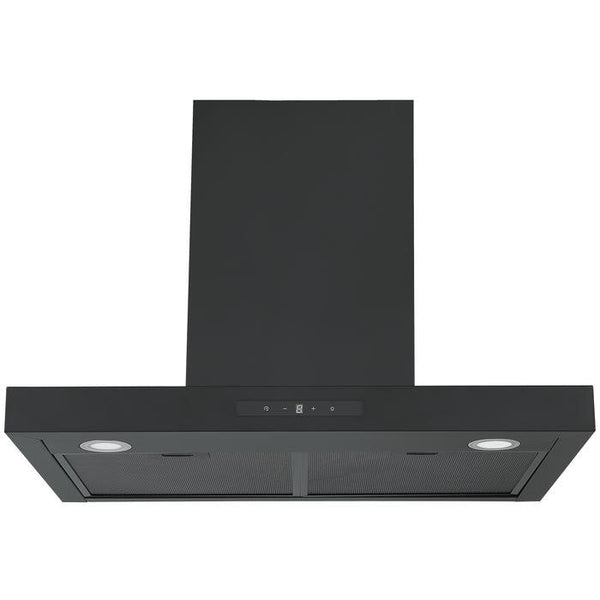 Square Matte Black Wall Mounted Range Hood W Touch Screen