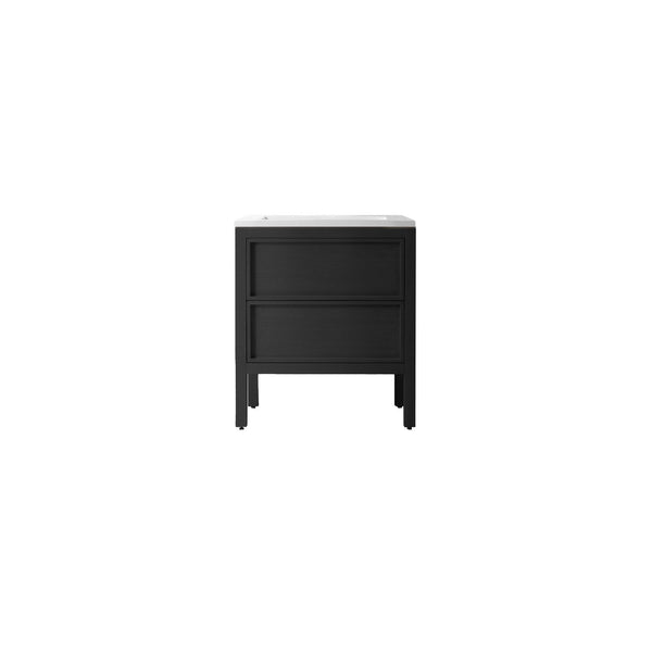 30" VANITY ON LEGS 2 DRAWERS ''SHAKER'' MATTE BLACK OAK