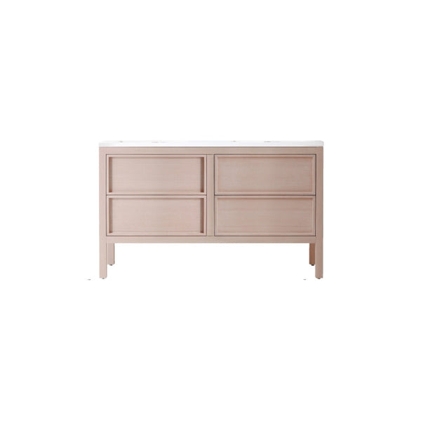 60" VANITY ON LEGS 2 DRAWERS ''SHAKER'' BLEACHED OAK