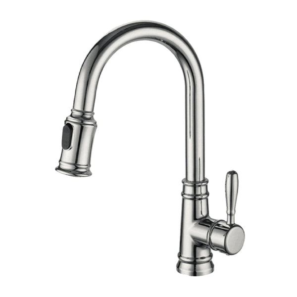 Single handle brushed nickel kitchen faucet