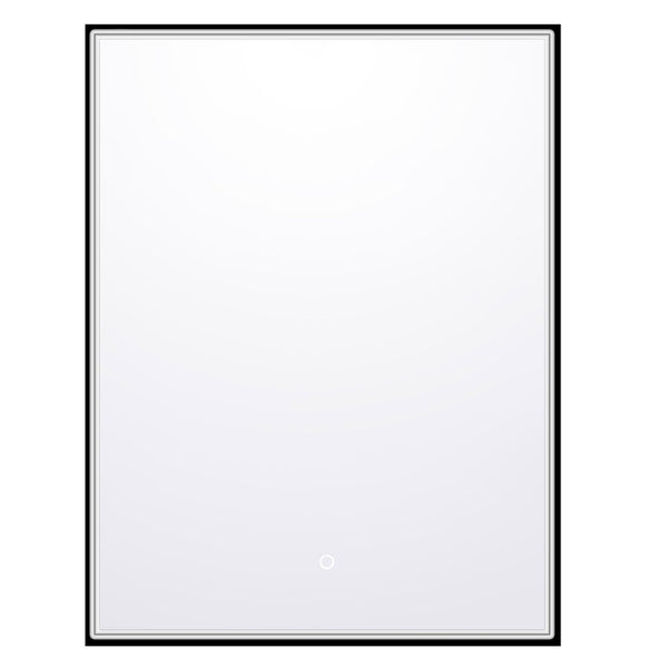 24’’X32’’ matte black framed rectangular mirror with LED lights