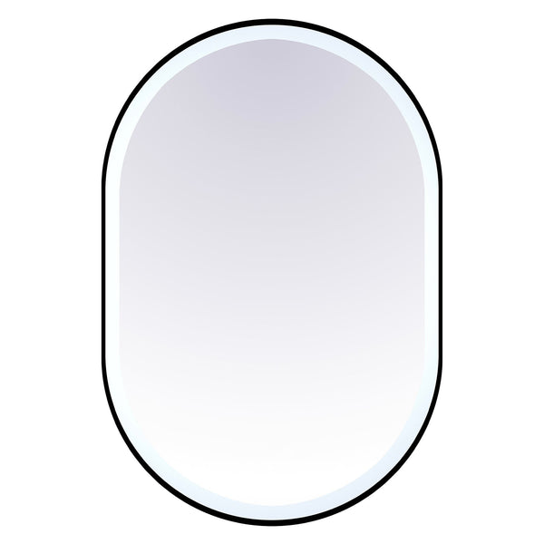 36’’ matte black framed oval mirror