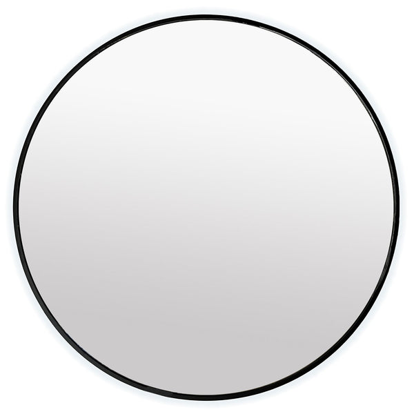 36’’ matte black framed round mirror with LED lights