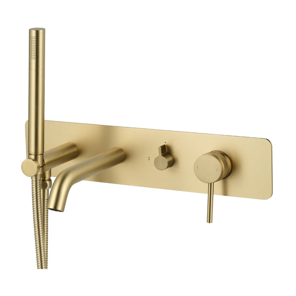 Wall Mounted Brushed Brass (gold) Round Tub Faucet