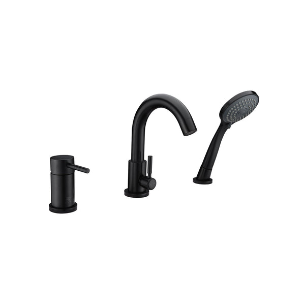 Matte Black Modern Round Pcs Bath Tub Faucet