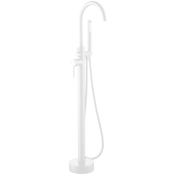 Matte White Round Freestanding Faucet